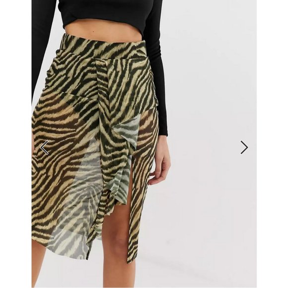 ASOS DESIGN animal print sheer midi skirt with pant - Picture 4 of 6
